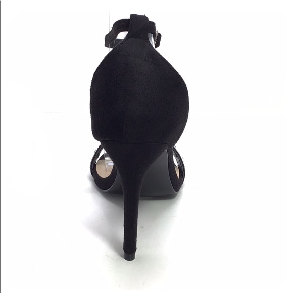 Lov Mark Black Suede Open Toe Heeled Sandals - Picture 6 of 12